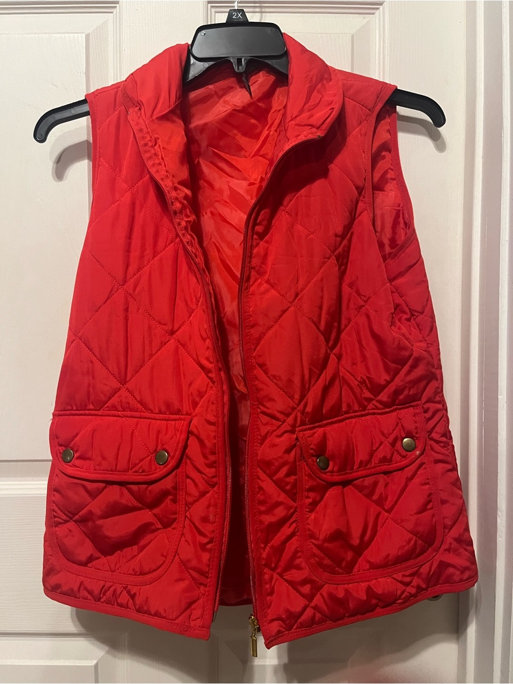 Quilted Red Sleeveless Puffer Vest